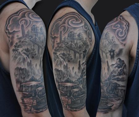 Tattoos - Asian Landscape Tattoo - 67916